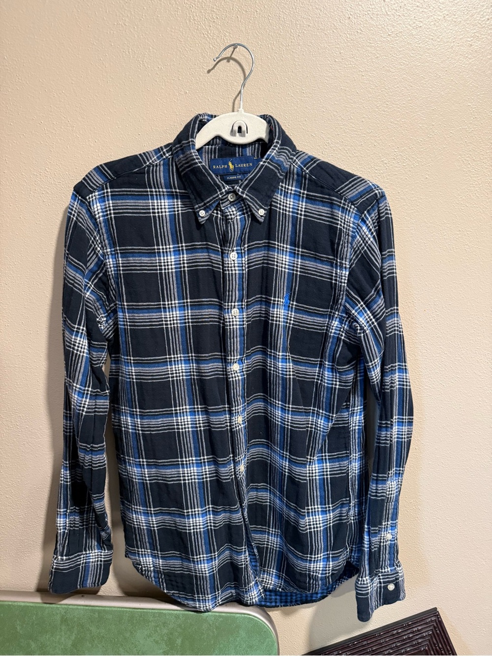 Ralph Lauren Blue and White Plaid Button-Down Shirt